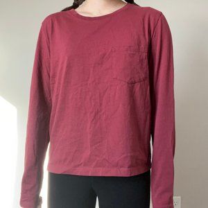 Everlane The Organic Cotton Long-Sleeve Box-Cut Pocket Tee Sz Small